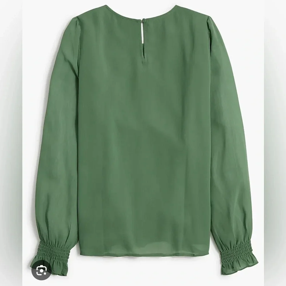 J.Crew Long-sleeve top with smocked cuffs Size PS